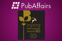 PubAffairs shortlisted for Business of the Year at Inspiring Hertfordshire Awards 2015